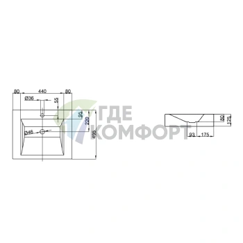 Подвесная раковина BETTEAqua 60x49.5 см с покрытием Glaze Plus, без перелива, белая (A056 HLW1 PW) - фото 2