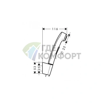 Гигиенический душ Hansgrohe с настенным держателем, хром (96907000) - фото 2