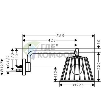 Верхний душ AX LampShower с подсветкой, дизайн Nendo, хром (26031000) - фото 2