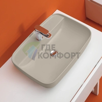 Раковина накладная Kerasan Tribeca 60x43 см, цвет Nocciola, с отверстием под смеситель (514281*1 Nocciola) - фото 1