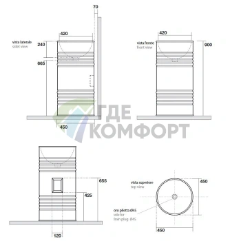 Раковина Kerasan Artwork BARREL 45x90 см, Бургундский матовый (474375) - фото 4