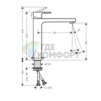 Смеситель для раковины Hansgrohe Vernis Shape матовый черный (71591670) - фото 2