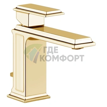 Смеситель для раковины Gessi Eleganza с донным клапаном в шлифованном золоте (46001#087) - фото 1