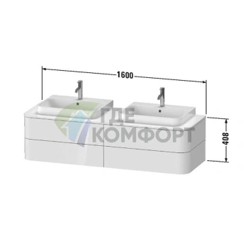 Накладная раковина Duravit Happy D2 Plus 60x40 см, белая (2359600000) - фото 4