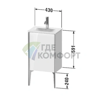 Подвесная тумба Duravit XViu 591x430x310 мм, белый глянцевый/champagne matt, для раковины 073345 (XV4068LB122) - фото 2