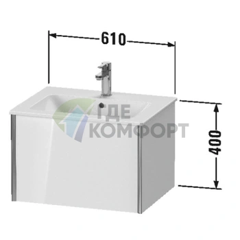 Подвесная тумба Duravit XViu 400x610x480 мм для раковины 233663, 1 ящик, цвет walnut dark/черный матовый (XV40250B221) - фото 2