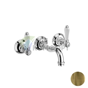 Смеситель для раковины Nicolazzi Petit Mont Blanc настенный, две ручки, цвет Bronze Plated (1477BZ78) - фото 1