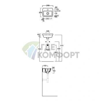 Раковина SIMAS Evolution 31x27 см с отверстием под смеситель, черный - фото 2