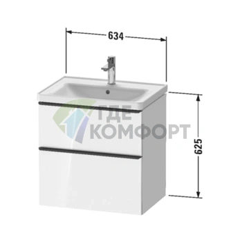 Подвесная тумба Duravit D-Neo с 2 ящиками, белый матовый (DE435401818) - фото 2