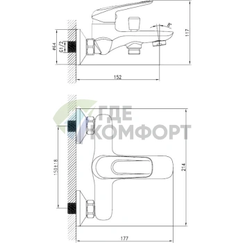 Смеситель для ванны с душем Zorg ZR 101 W-1 - фото 2