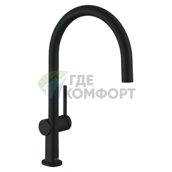 Однорычажный кухонный смеситель Hansgrohe 220 1jet в матовом черном цвете (72804670) - фото 1