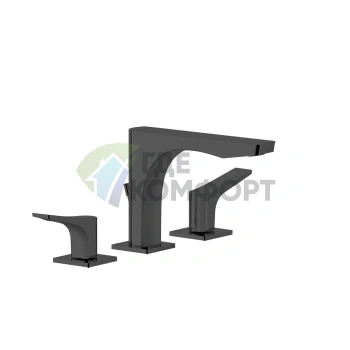 GESSI Rilievo — Трехрычажный смеситель для раковины в насыщенном черном цвете (59011#299) - фото 1