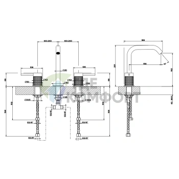 Смеситель для раковины GESSI 316 на 3 отверстия, брашированная сталь (54412#239) - фото 2