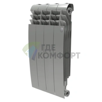 Радиатор биметаллический Royal Thermo BiLiner 500 Silver Satin 4 секции-серебристый - фото 1