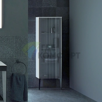 Подвесной шкаф Duravit XViu с черным матовым фасадом и белым глянцевым корпусом, 1330x400x360 мм (петли слева) (XV1367LB222) - фото 1