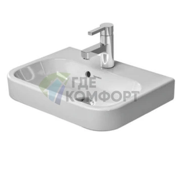 Раковина Duravit Happy D2 500x360 мм без отверстий, с заглушкой для перелива, белая (710500060) - фото 1