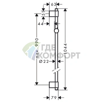 Штанга для душа HG Unica Varia 1,05 м хром (27356000) - фото 2