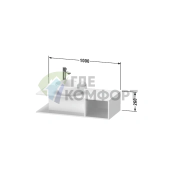 Стильная подвесная тумба Duravit D-Neo Compact белая глянцевая 260x1000x480 мм (DE491902222) - фото 2