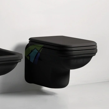 Подвесной унитаз Kerasan Waldorf 55x37 см, черный глянцевый (411504nero) - фото 1