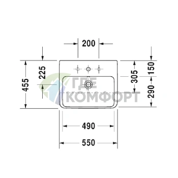 Раковина Duravit ME by Starck белая для встраивания в столешницу 550x455 мм (378550000) - фото 2
