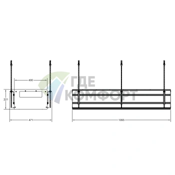Линейный профиль GESSI BINARIO 1090 мм, 5 модулей, цвет Black XL, система Shift-Fix (61012#299) - фото 2