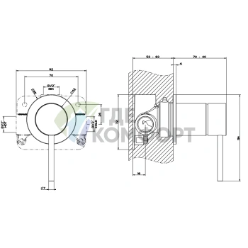 Встраиваемый смеситель GESSI 316, 1/2, матовый черный (54019#707) - фото 2