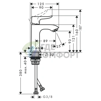 Смеситель для раковины Hansgrohe Metris однорычажный, хром (31186000) - фото 2