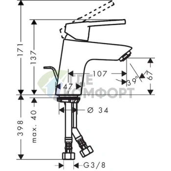 Смеситель для раковины Hansgrohe Logis Loop 71150000 - фото 2