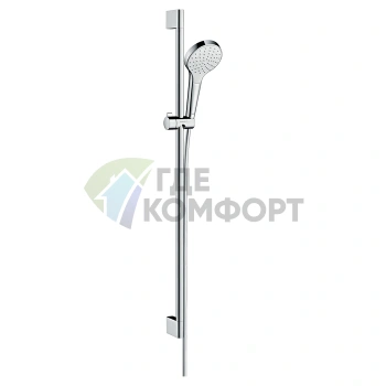 Душевой набор HG Croma Select S: штанга 900 мм, ручной душ Rain 110 мм, EcoSmart, белый/хром (26575400) - фото 1