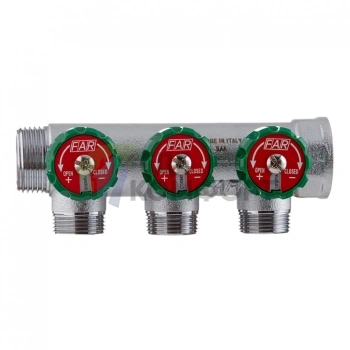 Коллектор Far (FK 3822 134) 1 ВР(г) х 3 выхода 3/4 НР(ш) ЕК х 1 НР(ш) регулируeмый (ФАР) - фото 4