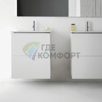 Комплект Laufen Kartell: тумба с керамической раковиной белого цвета 600х500х725 мм с двумя выдвижными ящиками (8.6033.3.640.104.1) - фото 1