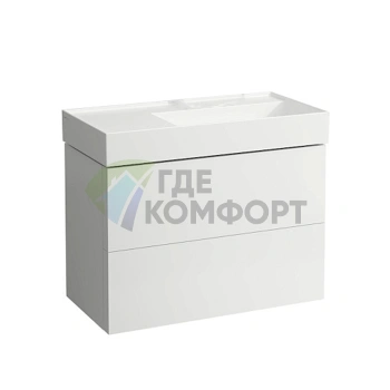 Тумба под раковину LAUFEN Kartell 880x450x600 мм с двумя ящиками, полкой и органайзером, белая матовая (4.0760.8.033.640.1) - фото 1