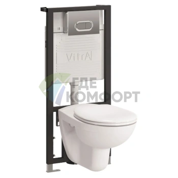 Комплект для унитаза VitrA Normus 9773B003-7203 с кнопкой в матовом хроме - фото 1