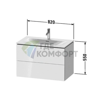 Подвесная тумба Duravit L-Cube 234483 с двумя ящиками, 550x820x481 мм, цвет White High Gloss (LC630702222) - фото 2