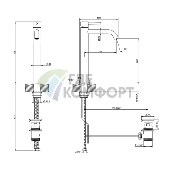 Смеситель для раковины GESSI 316 высокий, цвет brushed black metal (54003#707) - фото 2