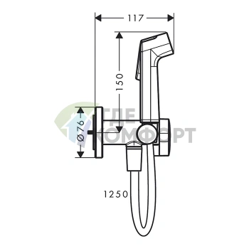 Гигиенический душ Hansgrohe Bidette E со смесителем и держателем, хром (арт. 29235180) (29232000) - фото 2