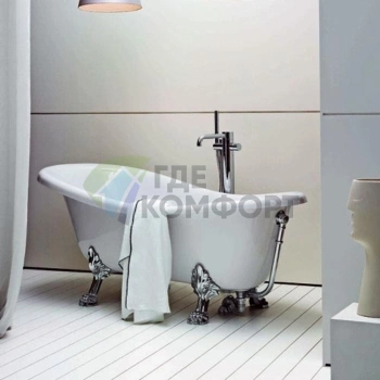 Ванна AZZURRA JUBILAEUM CrystalTech 170x80 см отдельностоящая (белая, ножки хром) - фото 1