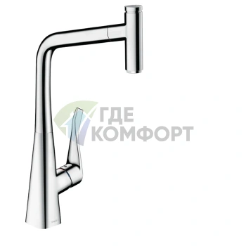 Смеситель для кухни Hansgrohe Metris Select M71 с выдвижным душем и поворотным изливом (73803000) - фото 1