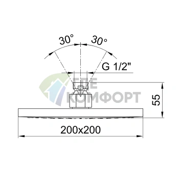 Верхний душ Fantini Mint 200x200 мм: стильный и надежный в черном матовом цвете (86 13 8008) - фото 2