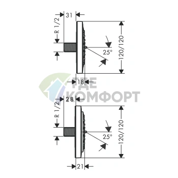 Боковая форсунка HG PuraVida 100 1jet RainAir, G1/2, белый/хром (28430400) - фото 2
