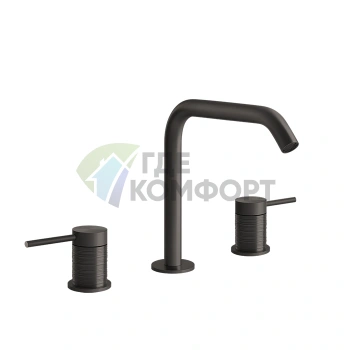 Смеситель для раковины GESSI 316 на 3 отверстия, цвет brushed black metal PVD (54312#707) - фото 1