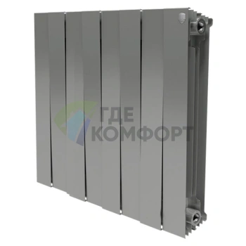 Радиатор биметаллический Royal Thermo Piano Forte 500 Silver Satin 8 секций-серебристый - фото 1