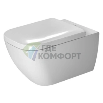 Унитаз подвесной Duravit Happy D.2 безободковый — 540х365 мм, комплект крепления, белый (2222090000) - фото 1