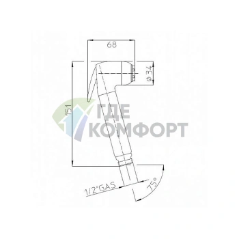 Душевая лейка BOSSINI BRASS с клапаном подачи в хромированном исполнении (B00661.030) - фото 2