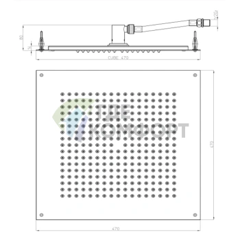 Верхний душ BOSSINI DREAM-CUBE 470×470 мм, сатинированная нержавеющая сталь (H38459.075) - фото 2