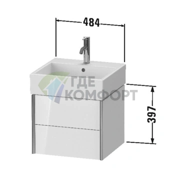 Подвесная тумба Duravit XViu с двумя ящиками, цвет белый глянцевый/champagne matt (XV43330B122) - фото 2