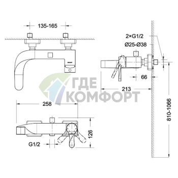 Смеситель для ванны с душем Bravat Wave F674108C-01 - фото 3