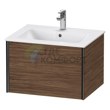 Подвесная тумба Duravit XViu 400x610x480 мм для раковины 233663, 1 ящик, цвет walnut dark/черный матовый (XV40250B221) - фото 1