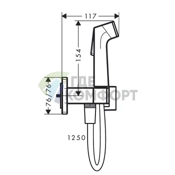 Гигиенический душ Hansgrohe Bidette E со смесителем и держателем, шланг 125 см, хром (29233000) - фото 2