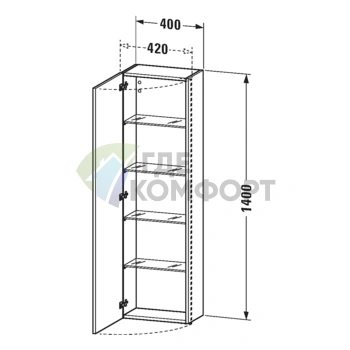 Подвесной шкаф DuraStyle DURAVIT 400x240x1400 мм, белый матовый, левый (DS1218L1818) - фото 2